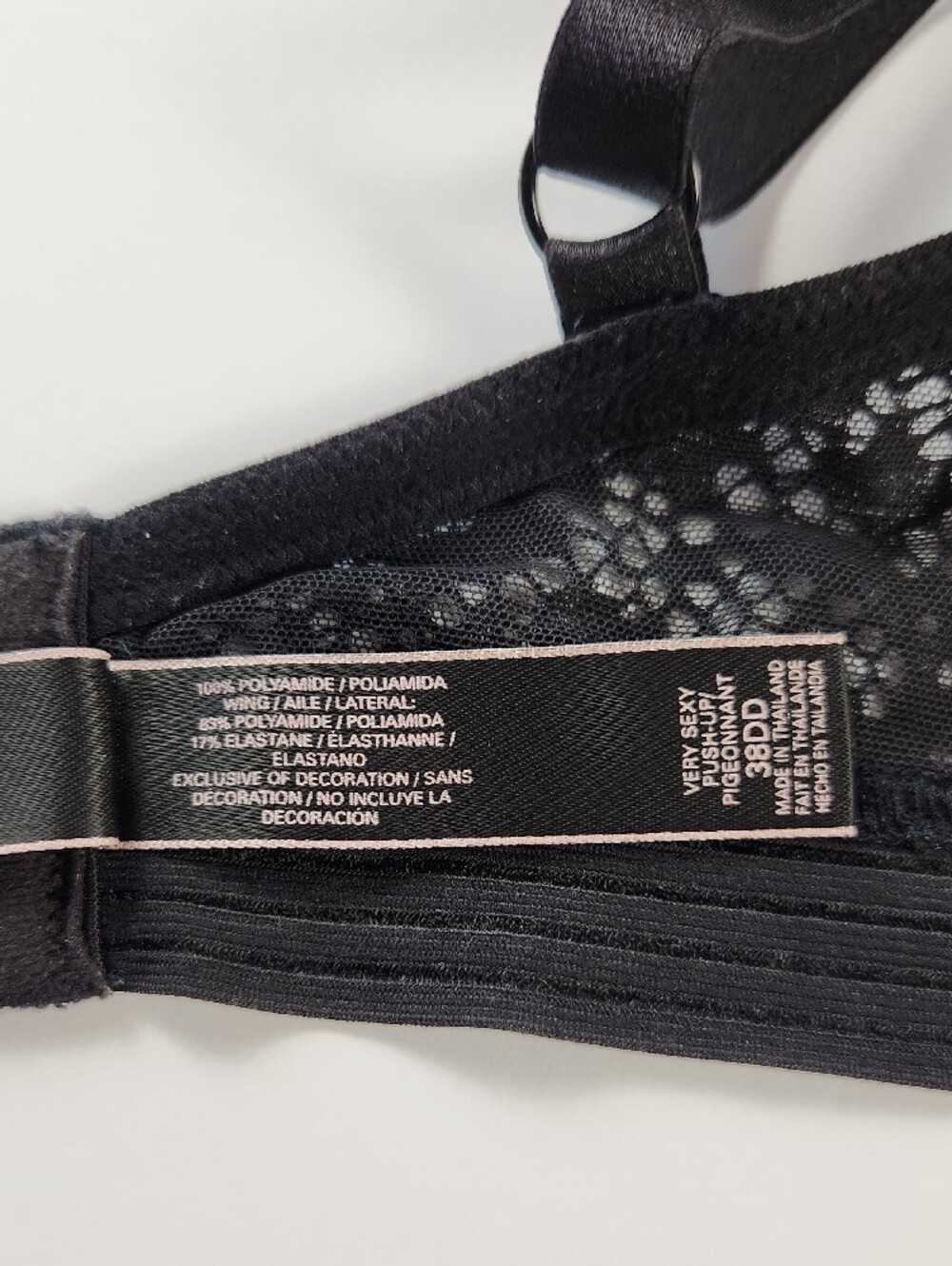 Victoria's Secret Very Sexy Push-Up Bra Black Lace Plus Size 38DD / 38E - Picture 4 of 8